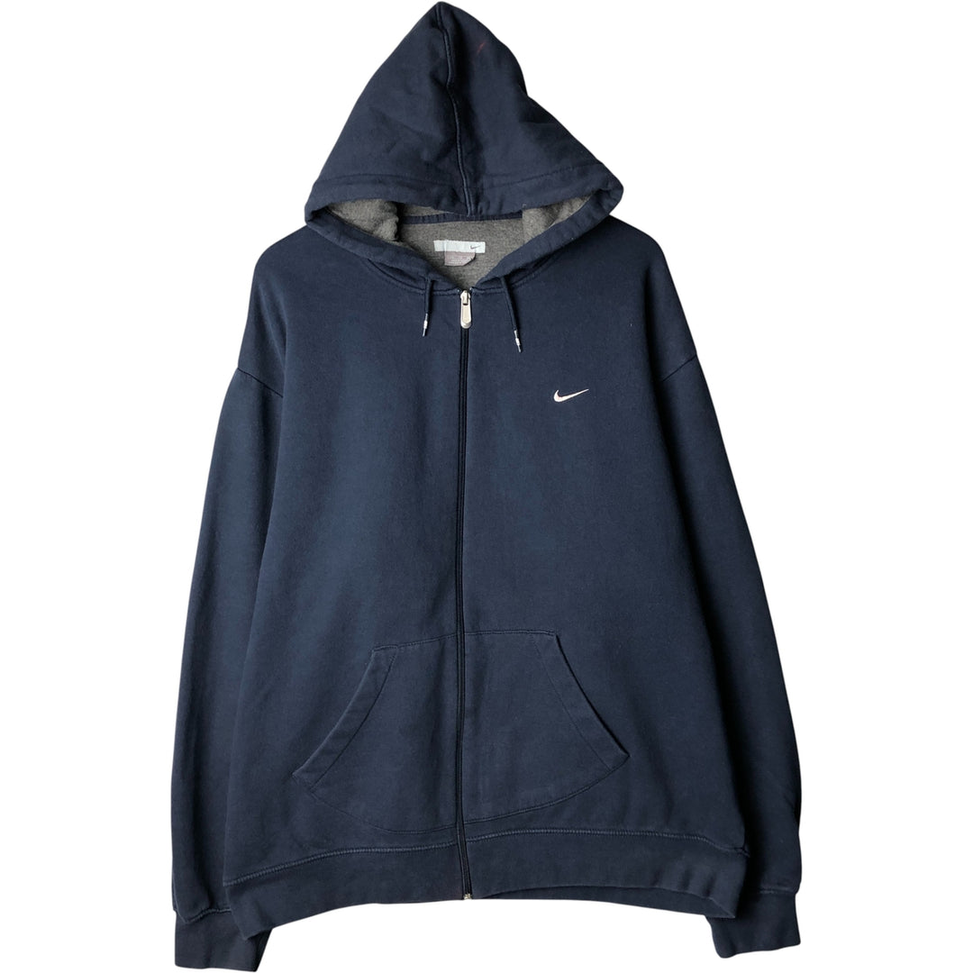 2000'S Nike Sweat Full Zip Hoodie, Men's XXL cotton navy blue type Vintage Second Hand