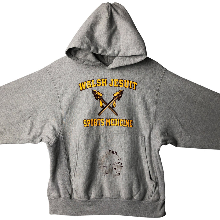 2000'S Champion PREMIUM REVERSE WEAVE Premium Reverse Weave Sweatshirt Pullover Hoodie, Men's Size Small cotton gray type Vintage Second Hand