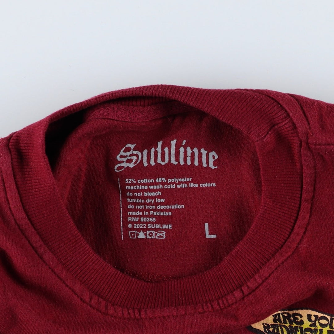 SUBLIME Band Sweatshirt, Men's Size L cotton wine-red Vintage Second Hand