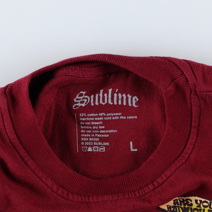 SUBLIME Band Sweatshirt, Men's Size L cotton wine-red Vintage Second Hand