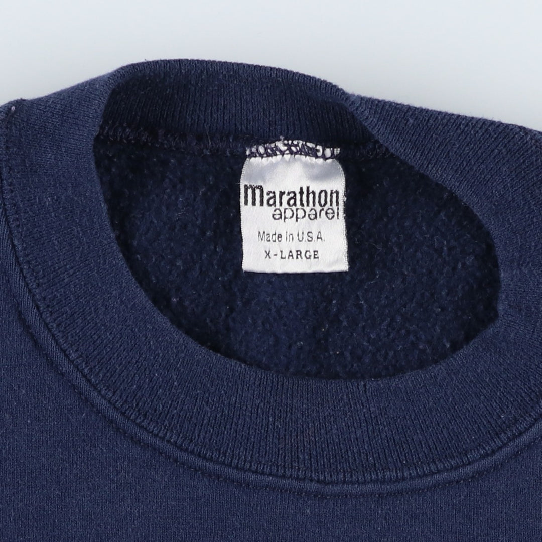 Vintage 90'S MARATHON APPAREL embroidered sweatshirt, made in the USA, men's size XL cotton navy blue type Vintage Second Hand