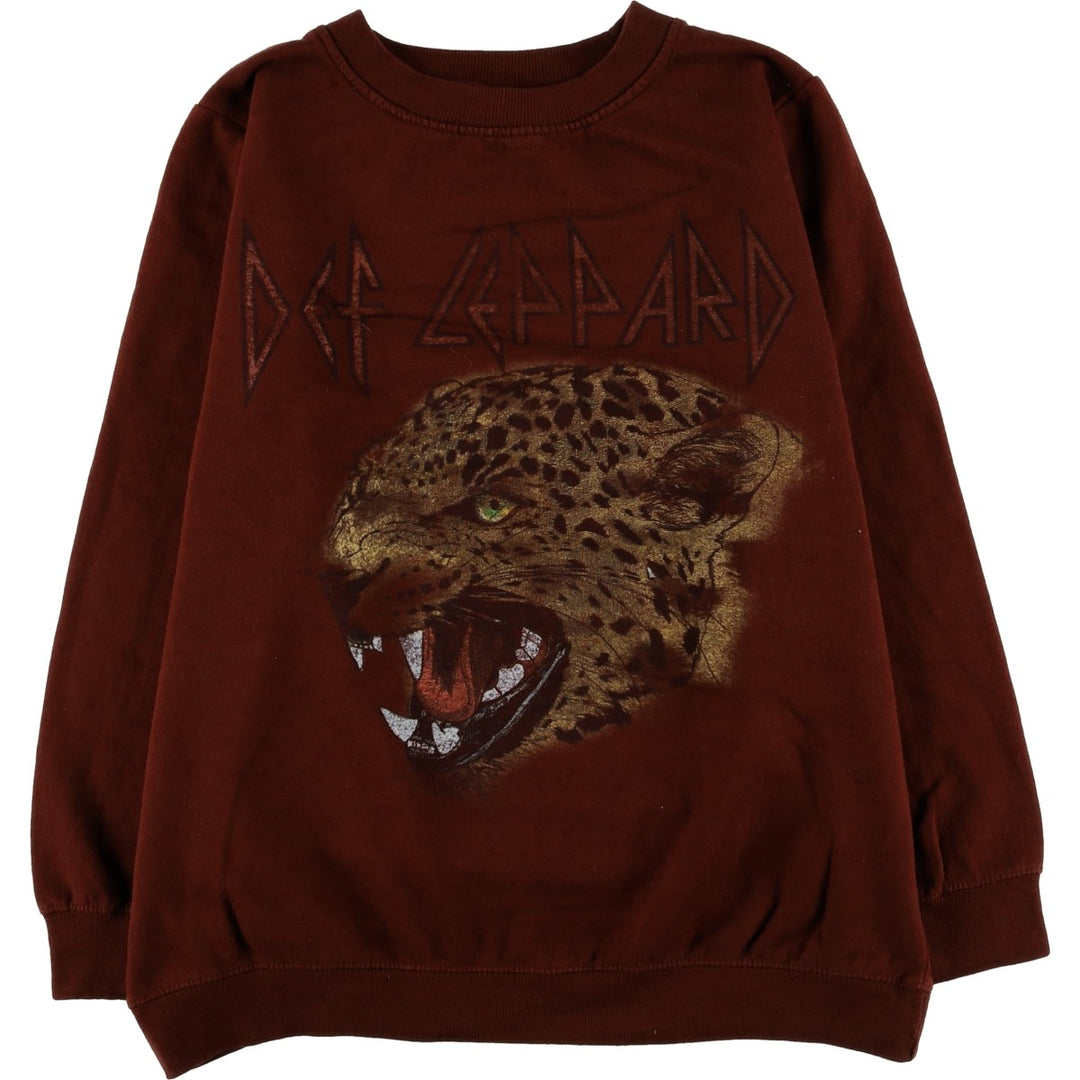 DEF LEPPARD Leopard Pattern Band Sweatshirt, Men's Size XL cotton burgundy type Vintage Second Hand