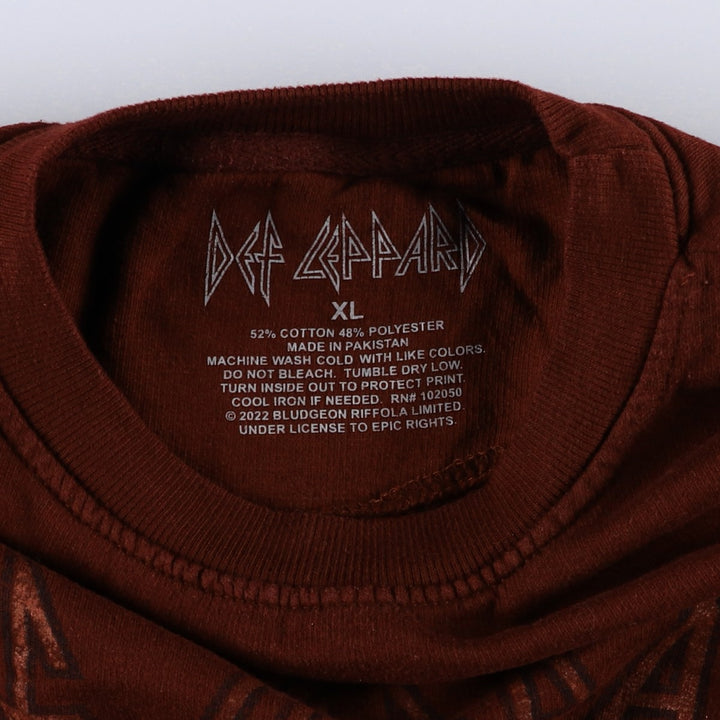 DEF LEPPARD Leopard Pattern Band Sweatshirt, Men's Size XL cotton burgundy type Vintage Second Hand
