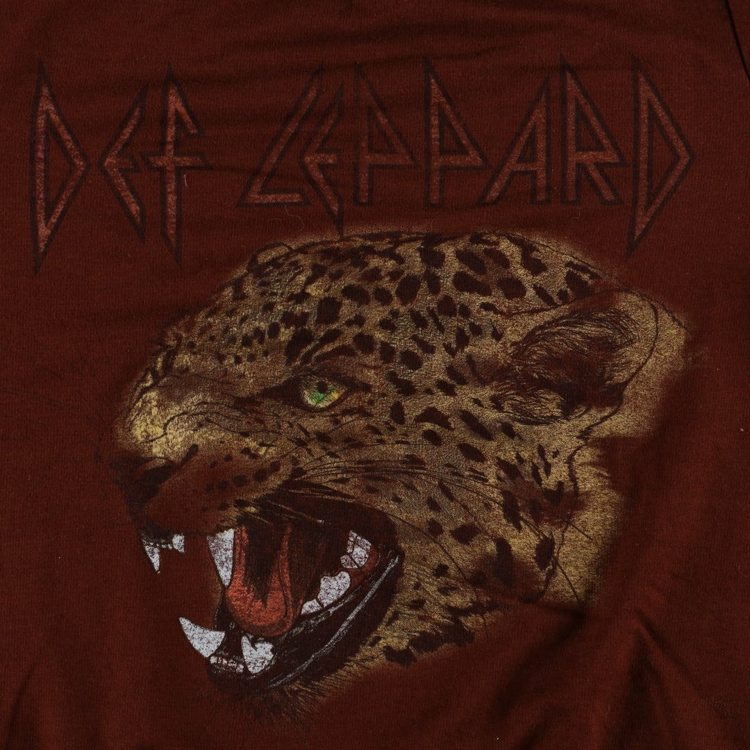 DEF LEPPARD Leopard Pattern Band Sweatshirt, Men's Size XL cotton burgundy type Vintage Second Hand