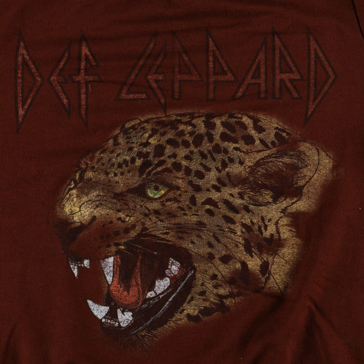DEF LEPPARD Leopard Pattern Band Sweatshirt, Men's Size XL cotton burgundy type Vintage Second Hand