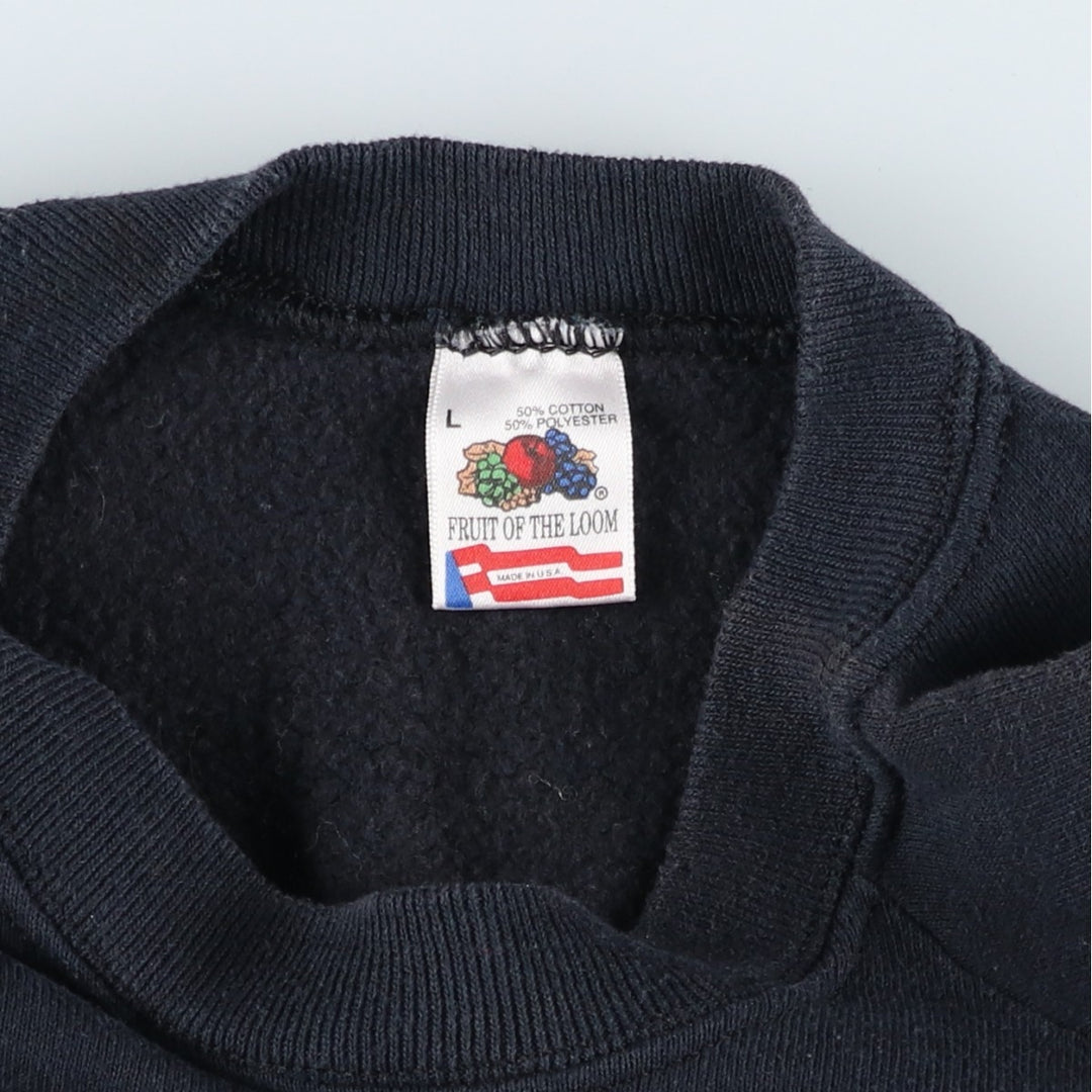 90'S Fruit of the Loom advertising sweatshirt, Made in USA, Men's size L cotton black type Vintage Second Hand