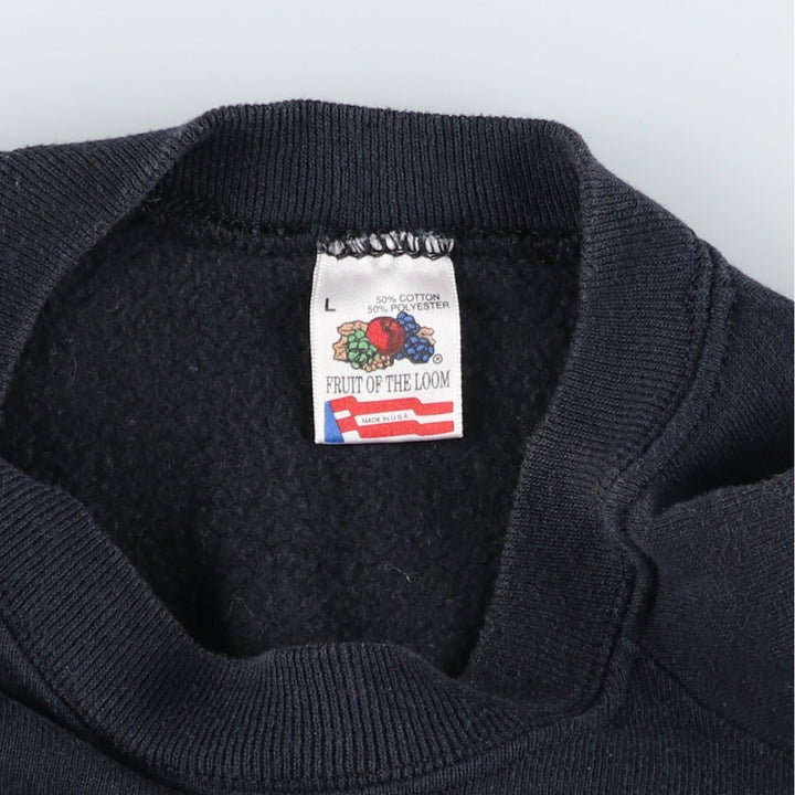 90'S Fruit of the Loom advertising sweatshirt, Made in USA, Men's size L cotton black type Vintage Second Hand