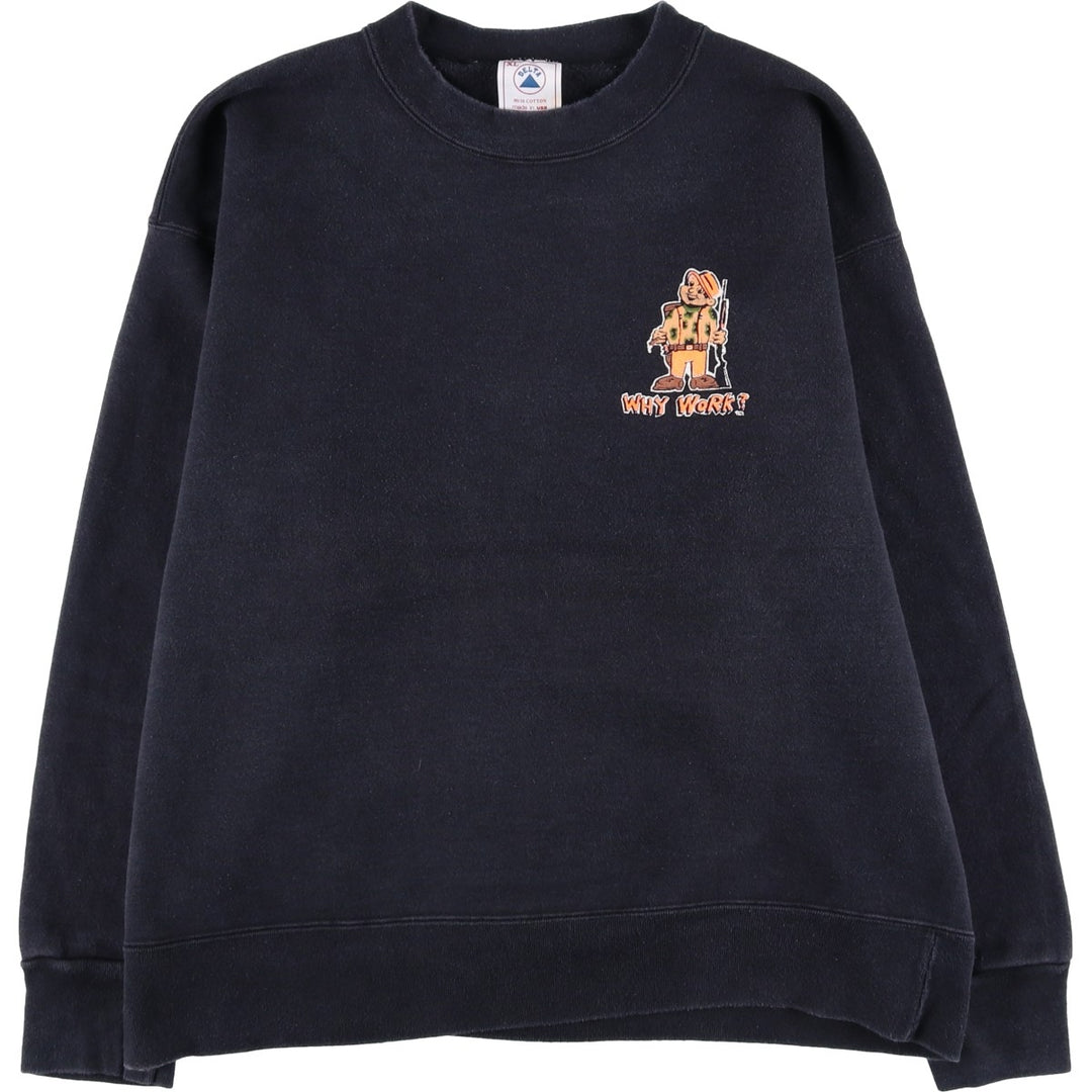 Vintage 90'S Delta DELTA printed sweatshirt, made in the USA, men's size XL cotton navy blue type Vintage Second Hand