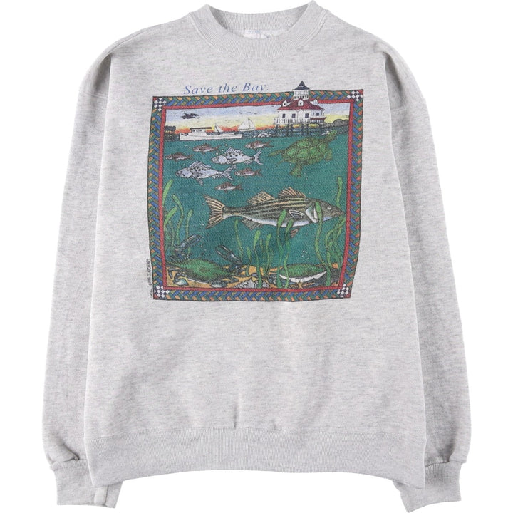 Vintage 90'S Hanes ACTIVEWEAR printed sweatshirt, men's size L cotton gray type Vintage Second Hand