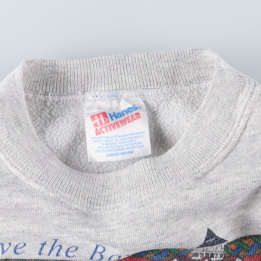 Vintage 90'S Hanes ACTIVEWEAR printed sweatshirt, men's size L cotton gray type Vintage Second Hand