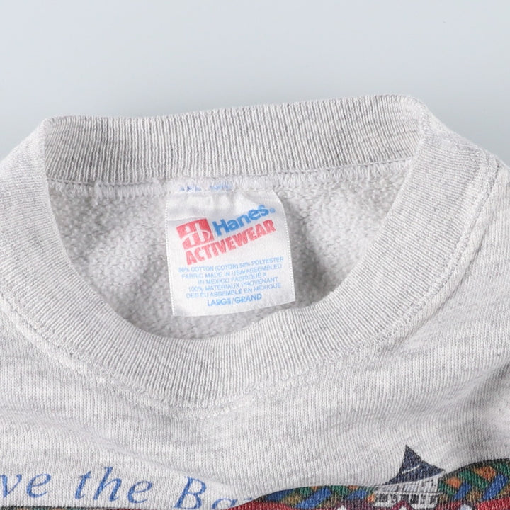 Vintage 90'S Hanes ACTIVEWEAR printed sweatshirt, men's size L cotton gray type Vintage Second Hand