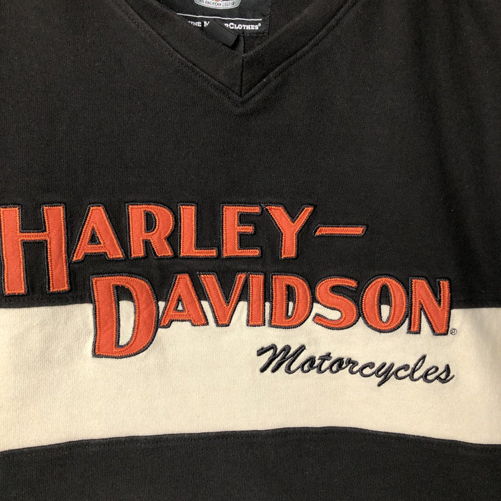 Harley-Davidson V-neck Stars and Stripes Long Sleeve T-Shirt, Men's XL cotton orange type Vintage Second Hand