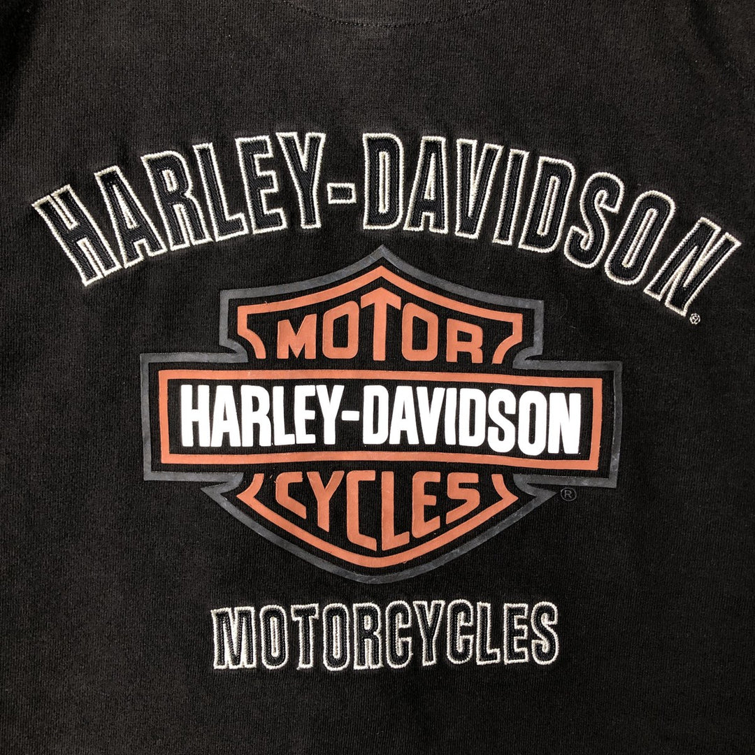 Harley-Davidson V-neck Stars and Stripes Long Sleeve T-Shirt, Men's XL cotton orange type Vintage Second Hand