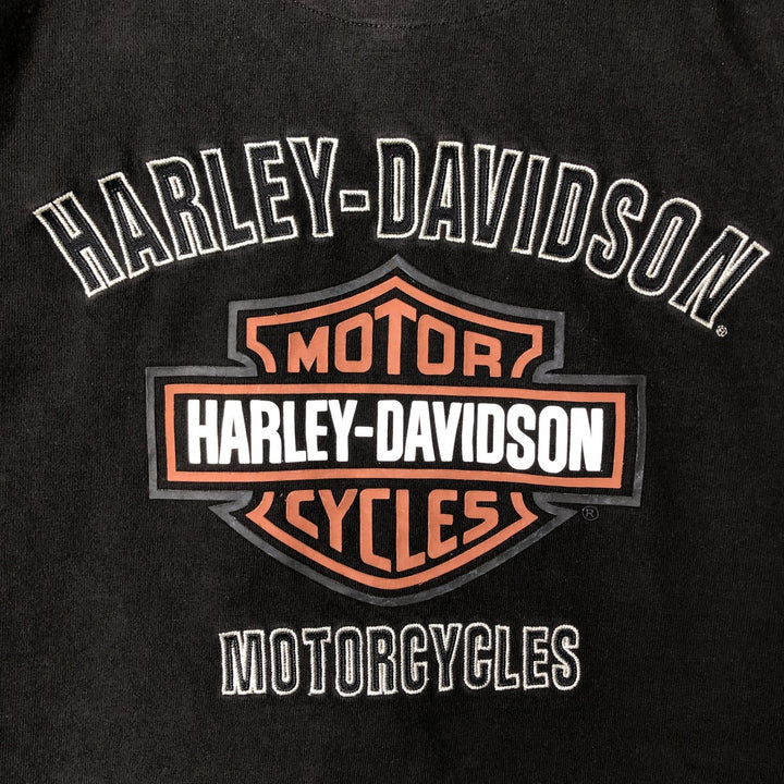 Harley-Davidson V-neck Stars and Stripes Long Sleeve T-Shirt, Men's XL cotton orange type Vintage Second Hand