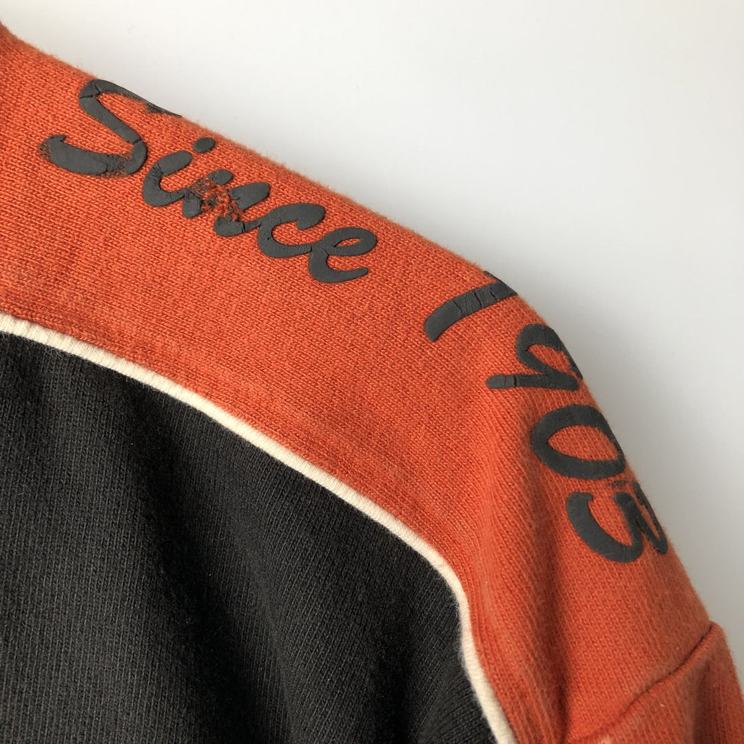 Harley-Davidson V-neck Stars and Stripes Long Sleeve T-Shirt, Men's XL cotton orange type Vintage Second Hand