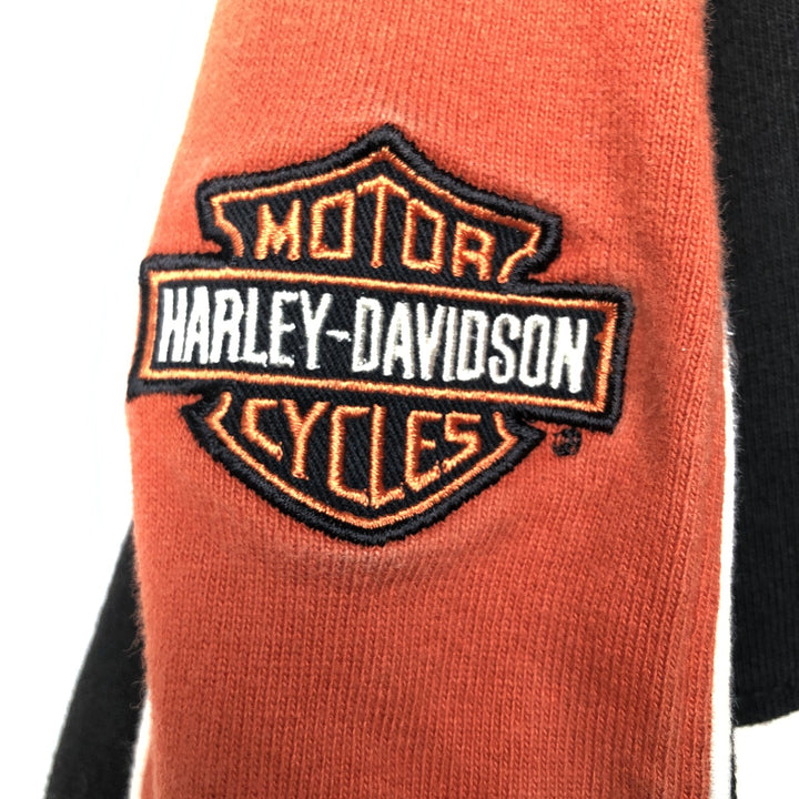 Harley-Davidson V-neck Stars and Stripes Long Sleeve T-Shirt, Men's XL cotton orange type Vintage Second Hand