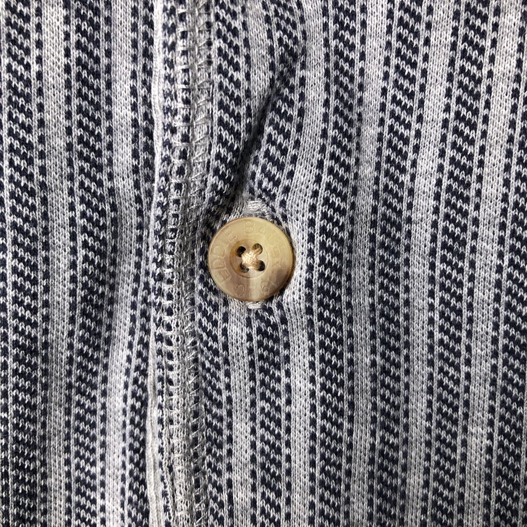 Eddie Bauer Stripe Pattern Henley Neck Long T-Shirt, Men's Size Medium cotton gray type Vintage Second Hand