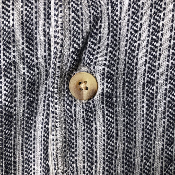 Eddie Bauer Stripe Pattern Henley Neck Long T-Shirt, Men's Size Medium cotton gray type Vintage Second Hand