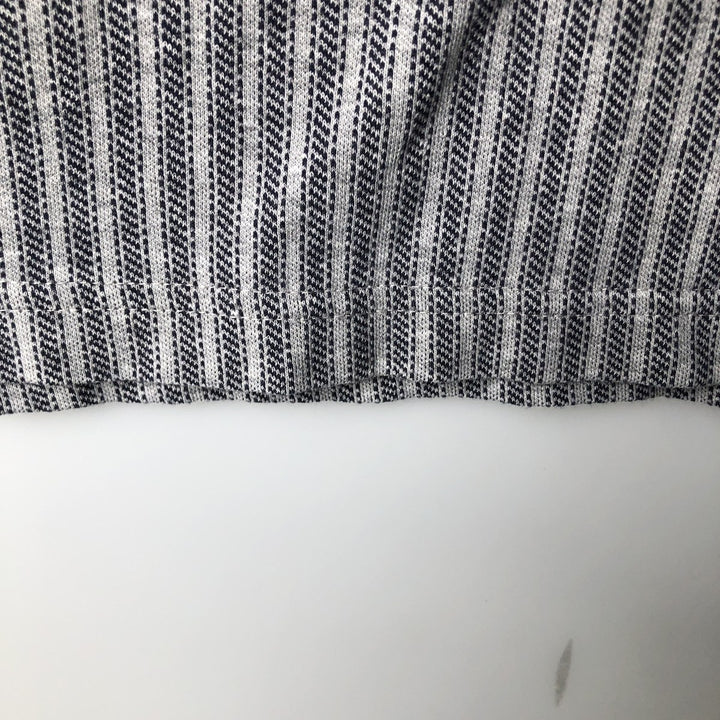 Eddie Bauer Stripe Pattern Henley Neck Long T-Shirt, Men's Size Medium cotton gray type Vintage Second Hand