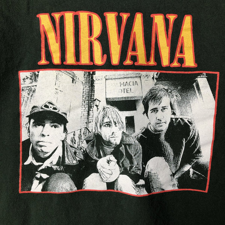 NIRVANA Print Long Sleeve Band T-Shirt, Men's Size Medium cotton Green type dark green Vintage Second Hand