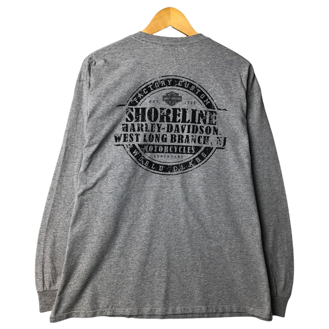 Harley-Davidson Skull Pattern Long T-shirt, Men's XL size cotton gray type Vintage Second Hand