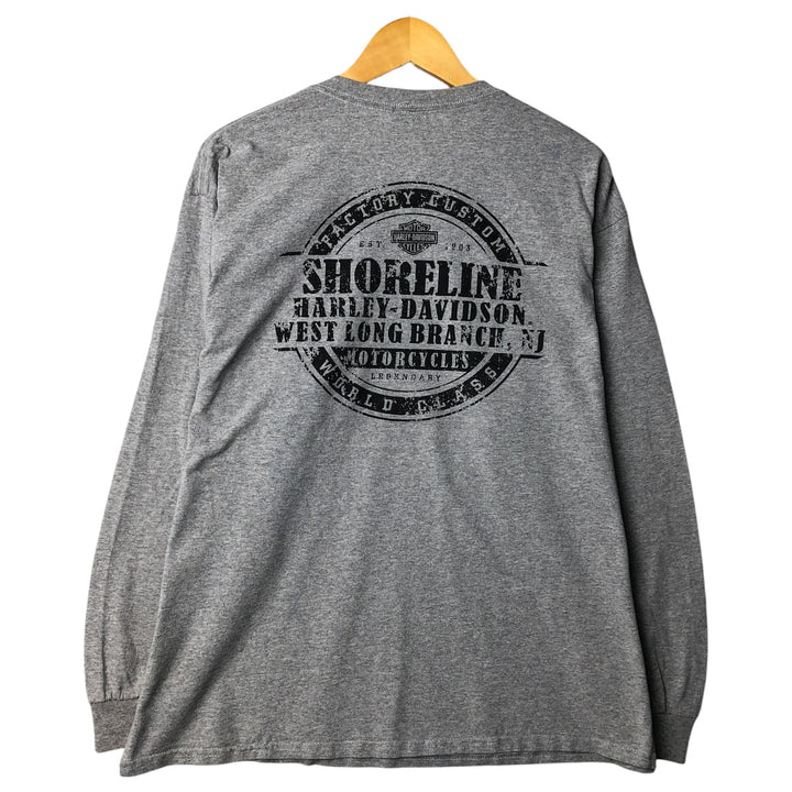Harley-Davidson Skull Pattern Long T-shirt, Men's XL size cotton gray type Vintage Second Hand
