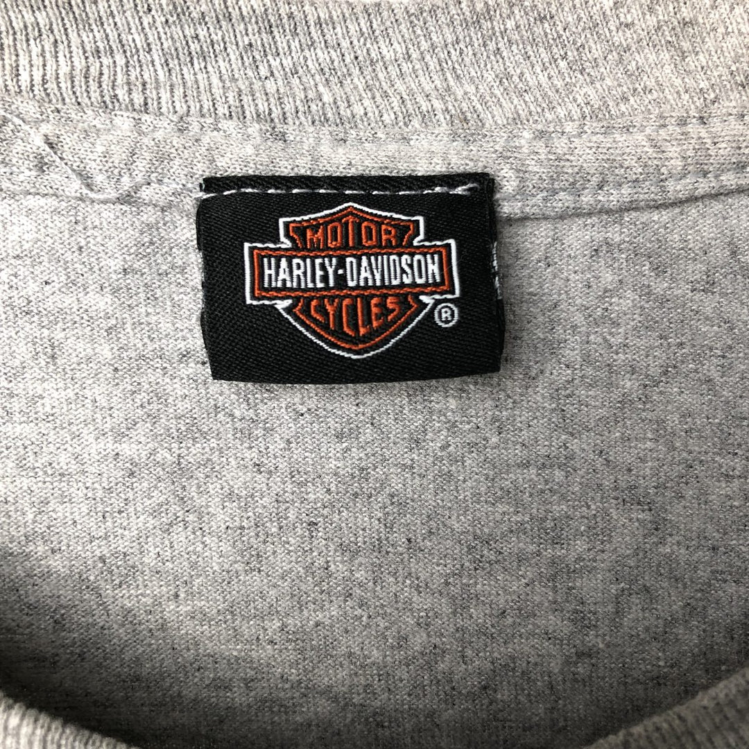 Harley-Davidson Skull Pattern Long T-shirt, Men's XL size cotton gray type Vintage Second Hand