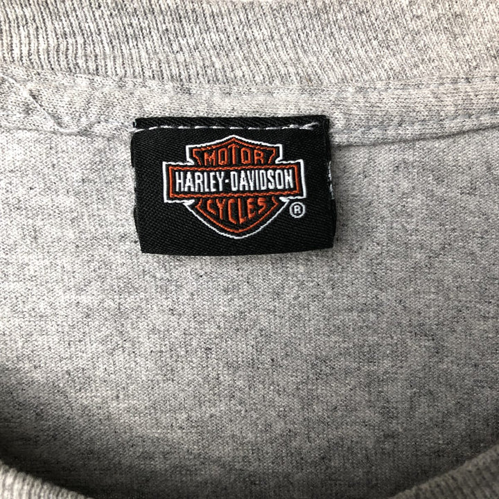 Harley-Davidson Skull Pattern Long T-shirt, Men's XL size cotton gray type Vintage Second Hand