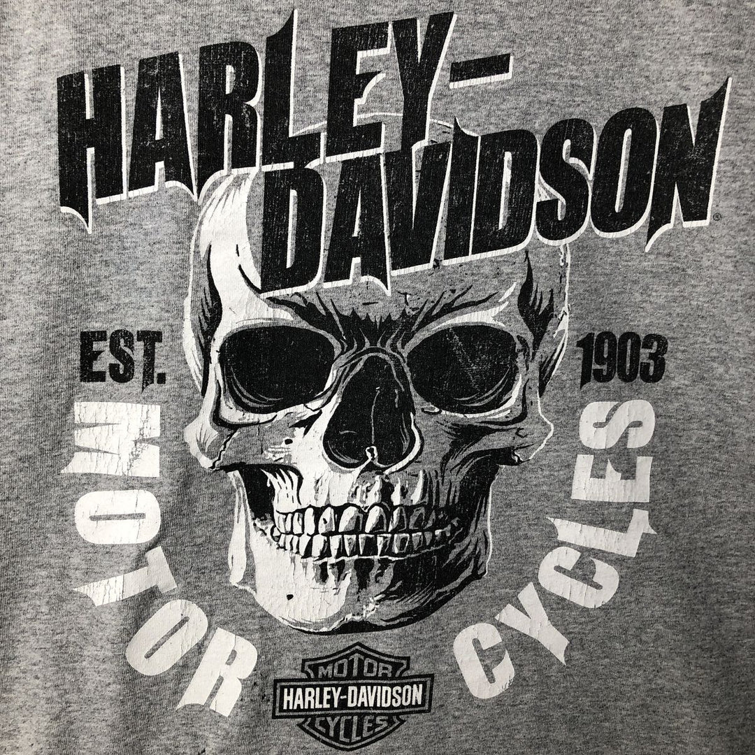 Harley-Davidson Skull Pattern Long T-shirt, Men's XL size cotton gray type Vintage Second Hand