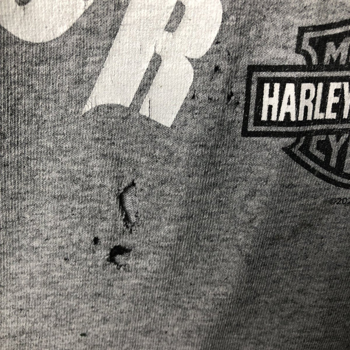 Harley-Davidson Skull Pattern Long T-shirt, Men's XL size cotton gray type Vintage Second Hand