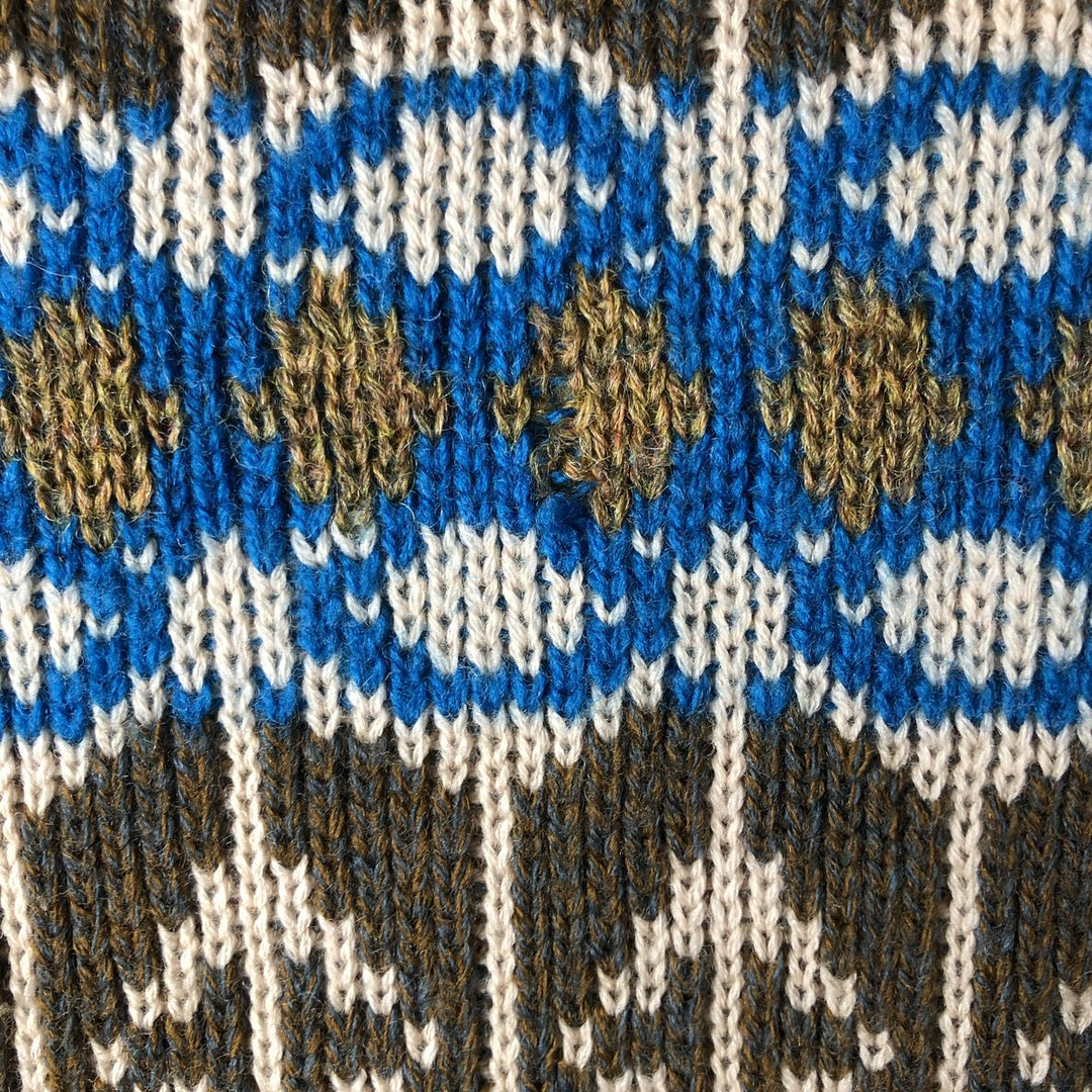 Trent Print Wool Knit Cardigan, Made in Canada, Women's Size Medium unclear brown type Vintage Second Hand