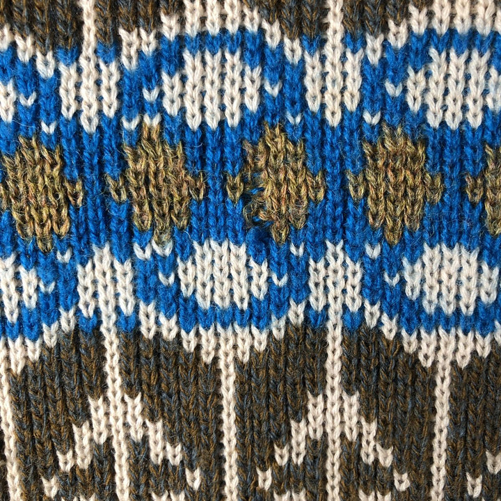 Trent Print Wool Knit Cardigan, Made in Canada, Women's Size Medium unclear brown type Vintage Second Hand