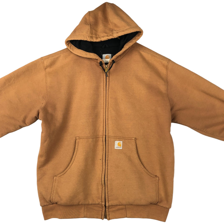 00'S Carhartt Sweat Full Zip Hoodie Men's L size cotton ocher yellow type Vintage Second Hand