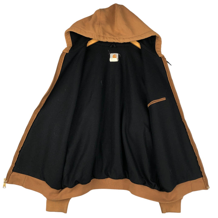 00'S Carhartt Sweat Full Zip Hoodie Men's L size cotton ocher yellow type Vintage Second Hand