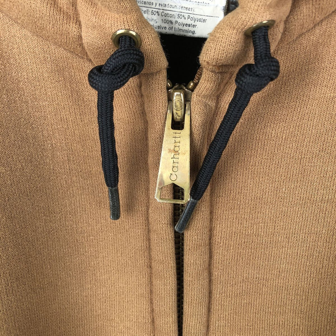 00'S Carhartt Sweat Full Zip Hoodie Men's L size cotton ocher yellow type Vintage Second Hand