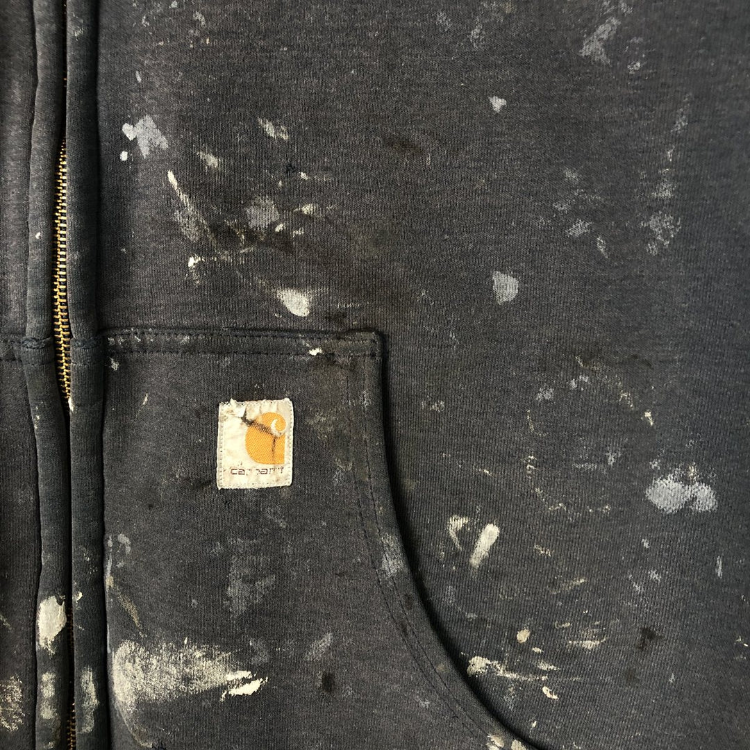 Carhartt Painted Full-Zip Sweatshirt, Men's XXL cotton Charcoal Vintage Second Hand