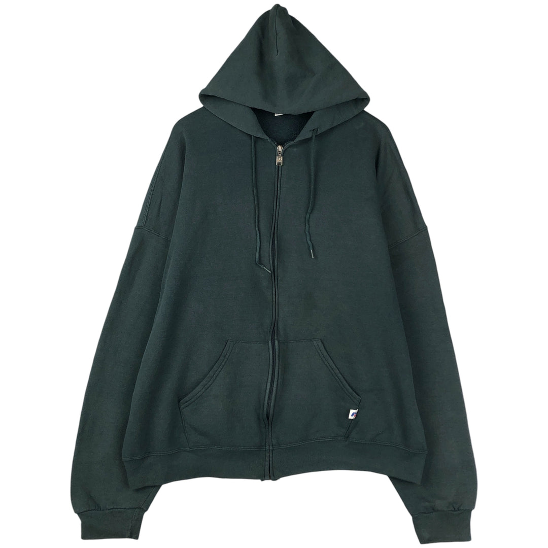 Vintage 90'S Russell Athletic full-zip sweatshirt, size XL, men's cotton Green type dark green Vintage Second Hand