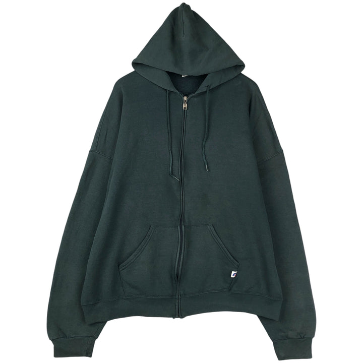 Vintage 90'S Russell Athletic full-zip sweatshirt, size XL, men's cotton Green type dark green Vintage Second Hand