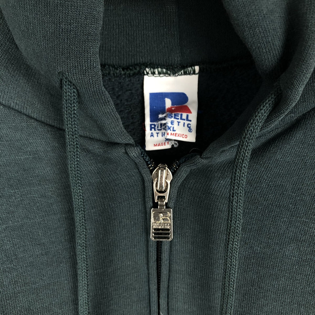 Vintage 90'S Russell Athletic full-zip sweatshirt, size XL, men's cotton Green type dark green Vintage Second Hand