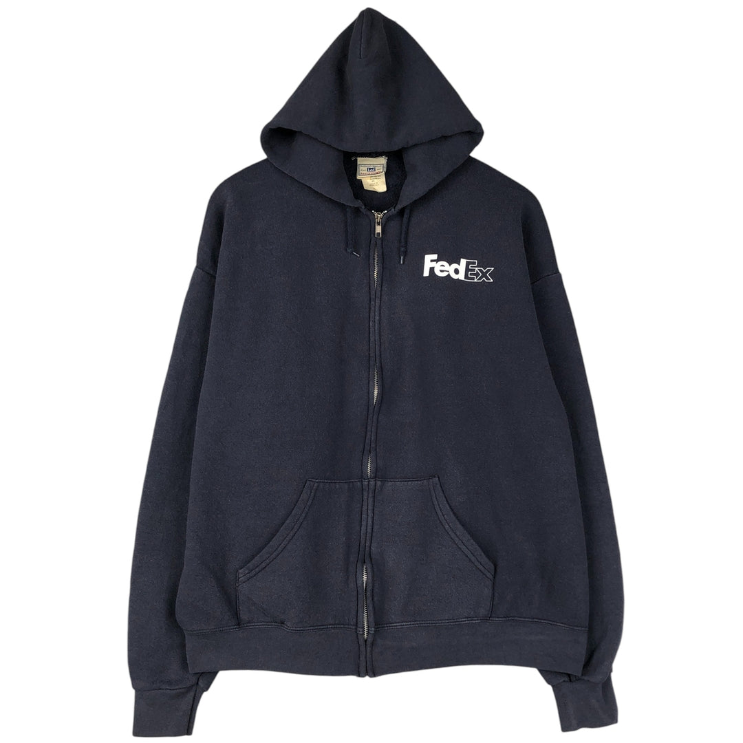 Vintage 90'S Lee Heavyweight FedEx Advertising Full-Zip Hoodie, Men's XL cotton navy blue type Vintage Second Hand