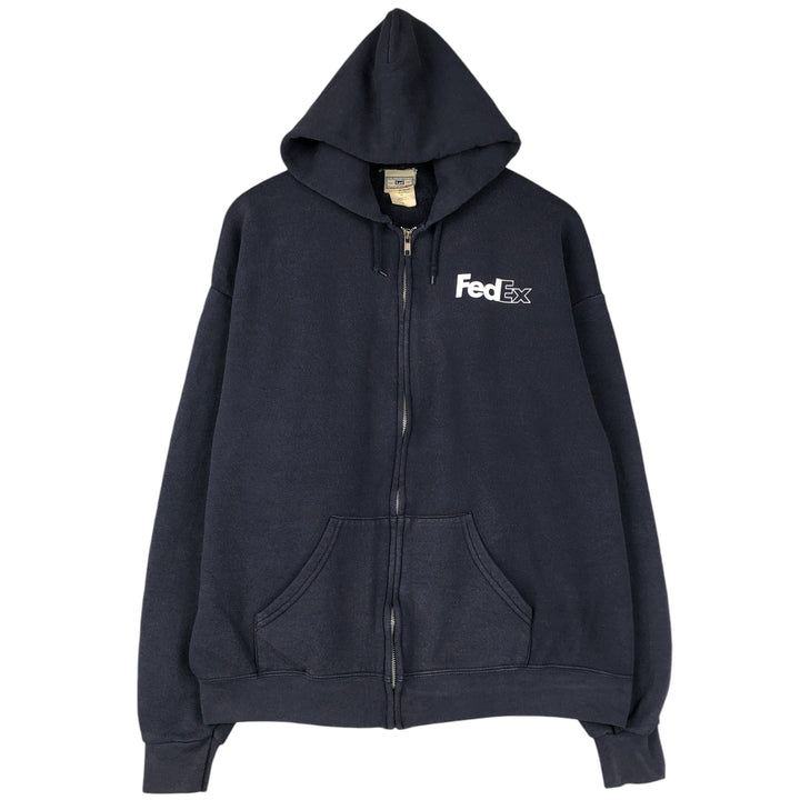 Vintage 90'S Lee Heavyweight FedEx Advertising Full-Zip Hoodie, Men's XL cotton navy blue type Vintage Second Hand