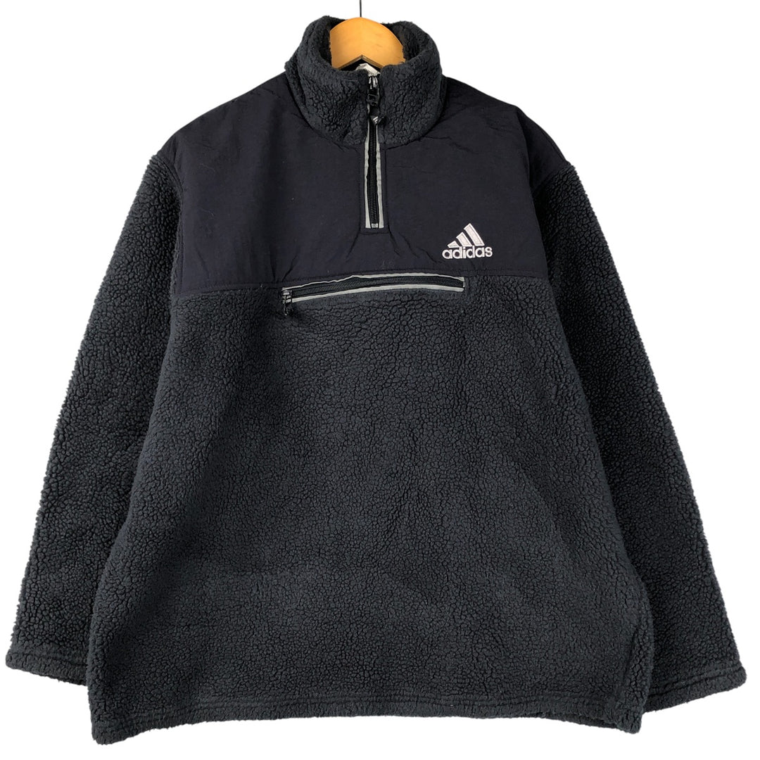 2000'S Adidas Half-Zip Fleece Pullover, Men's Size Medium polyester navy blue type Vintage Second Hand