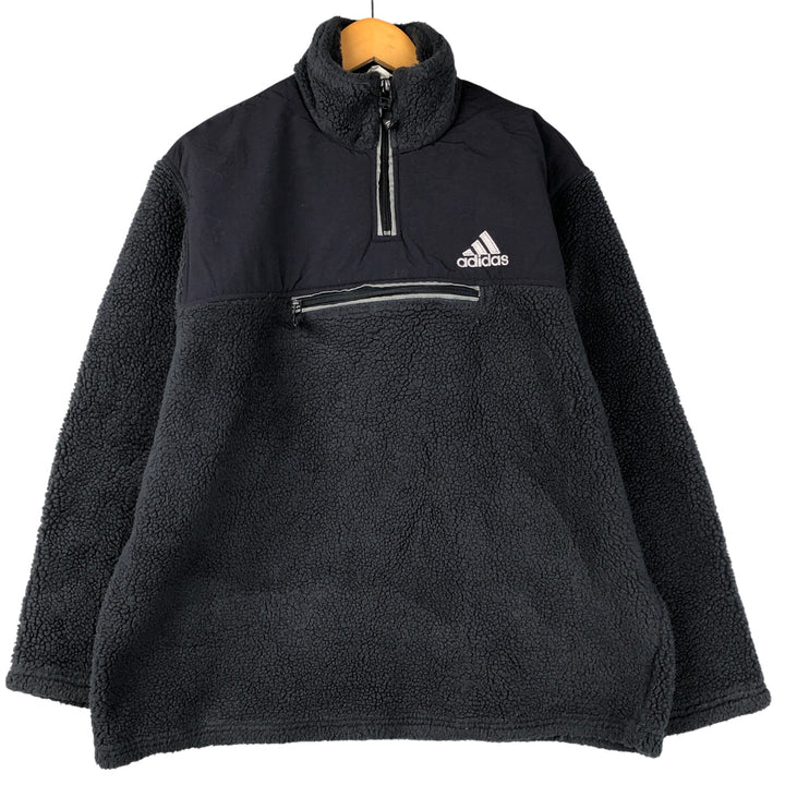 2000'S Adidas Half-Zip Fleece Pullover, Men's Size Medium polyester navy blue type Vintage Second Hand