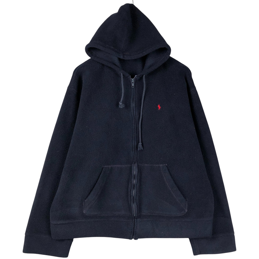 Ralph Lauren POLO by Ralph Lauren fleece full-zip hoodie, men's size XL polyester navy blue type Vintage Second Hand