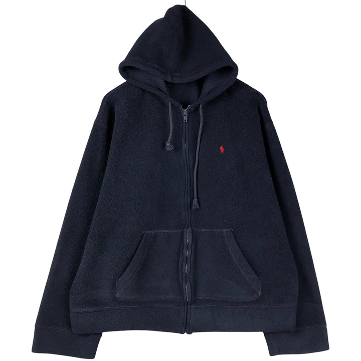 Ralph Lauren POLO by Ralph Lauren fleece full-zip hoodie, men's size XL polyester navy blue type Vintage Second Hand