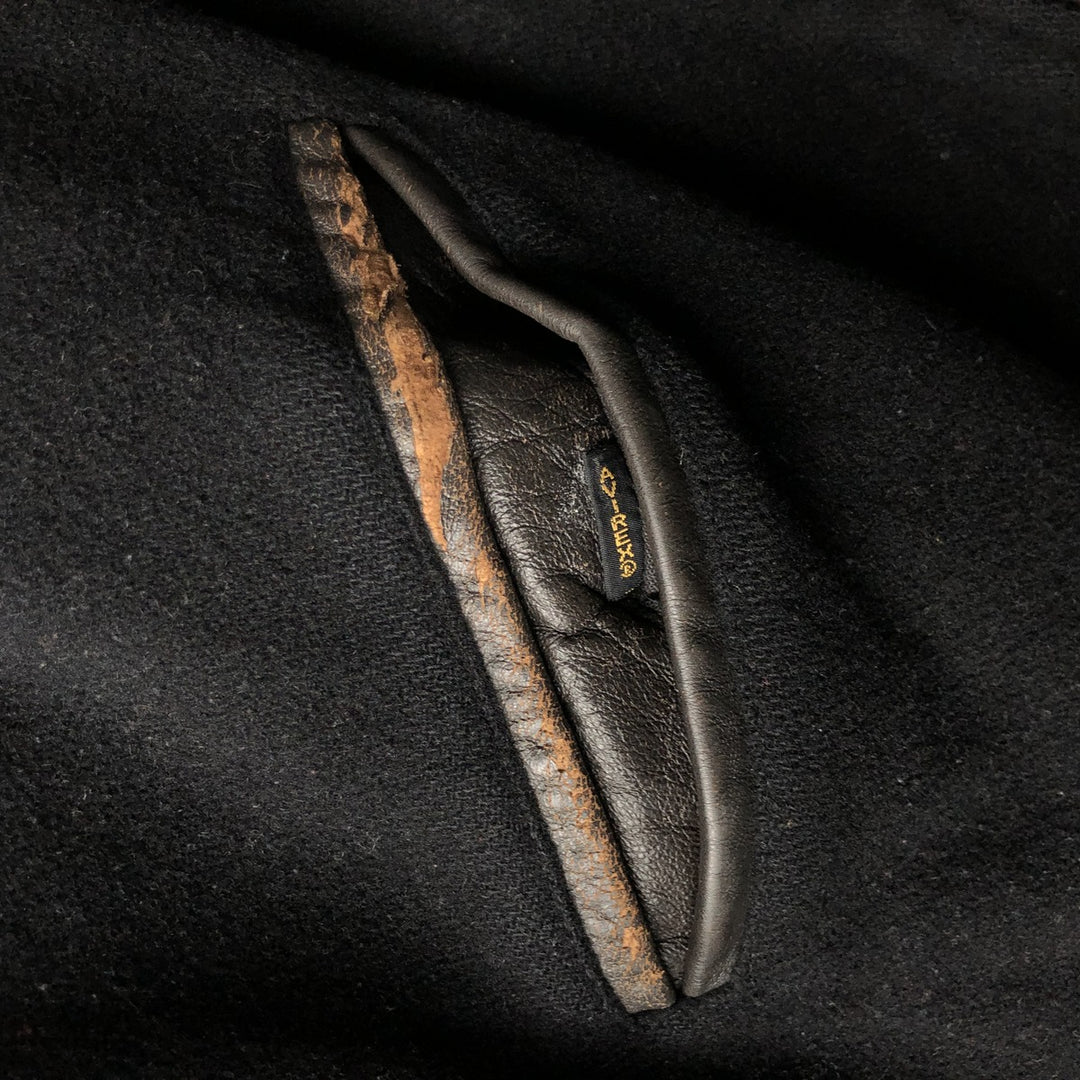 1980'S Avirex G-2 Padded Wool and Leather Sleeve Varsity Jacket, Men's Size Small wool black type Vintage Second Hand