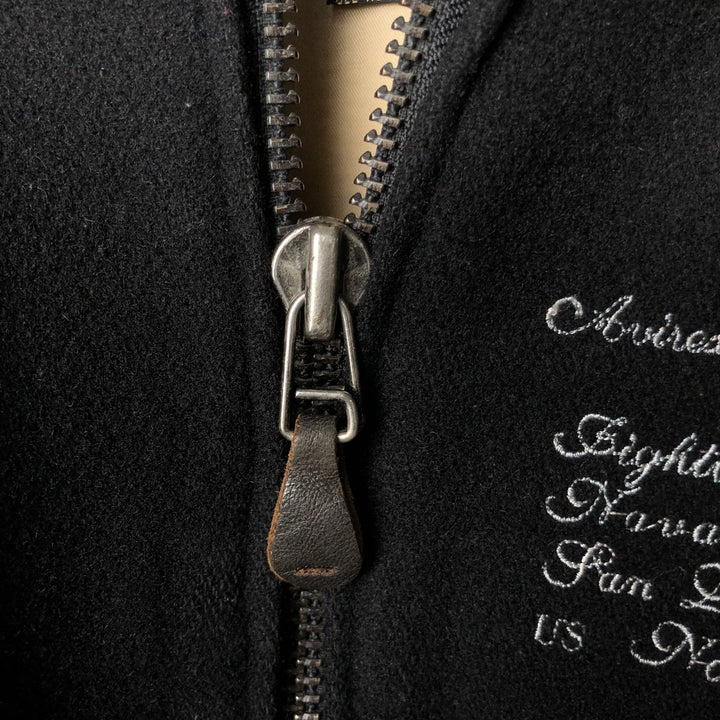 1980'S Avirex G-2 Padded Wool and Leather Sleeve Varsity Jacket, Men's Size Small wool black type Vintage Second Hand