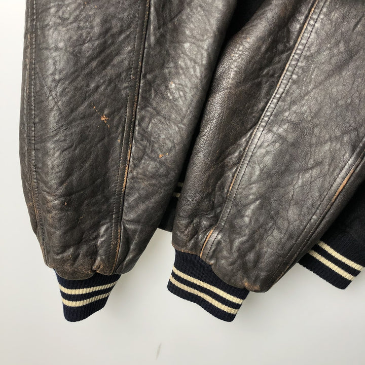 1980'S Avirex G-2 Padded Wool and Leather Sleeve Varsity Jacket, Men's Size Small wool black type Vintage Second Hand