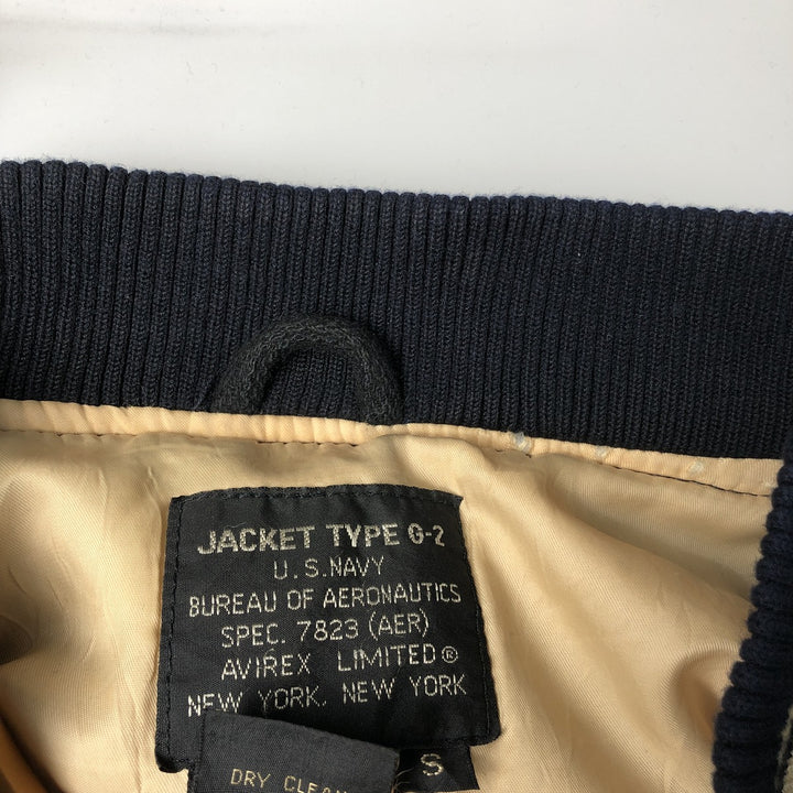 1980'S Avirex G-2 Padded Wool and Leather Sleeve Varsity Jacket, Men's Size Small wool black type Vintage Second Hand