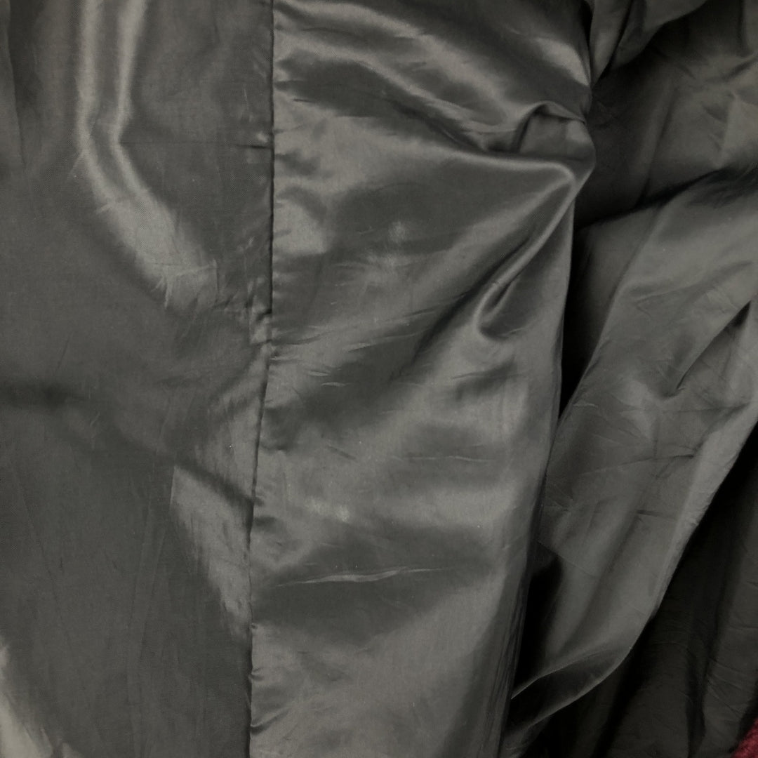 Settlemeyers SETTLEMIERS Collared Leather and Wool Button-Down Varsity Jacket with Pin Badge, Men's XXL wool wine-red Vintage Second Hand